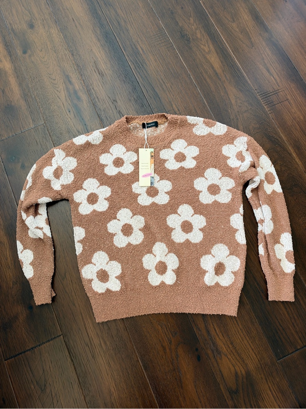 Floral Crewneck Sweater Brown & White